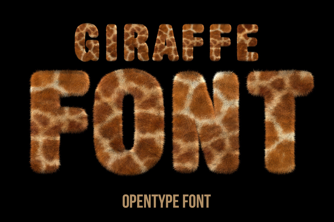 Giraffe Font with realistic giraffe fur texture