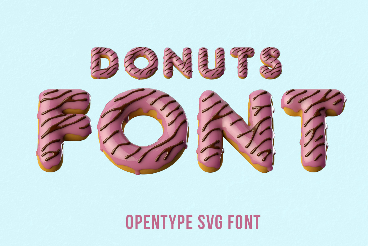 Glazed Pink Donut Font with realistic pink icing and donut textures