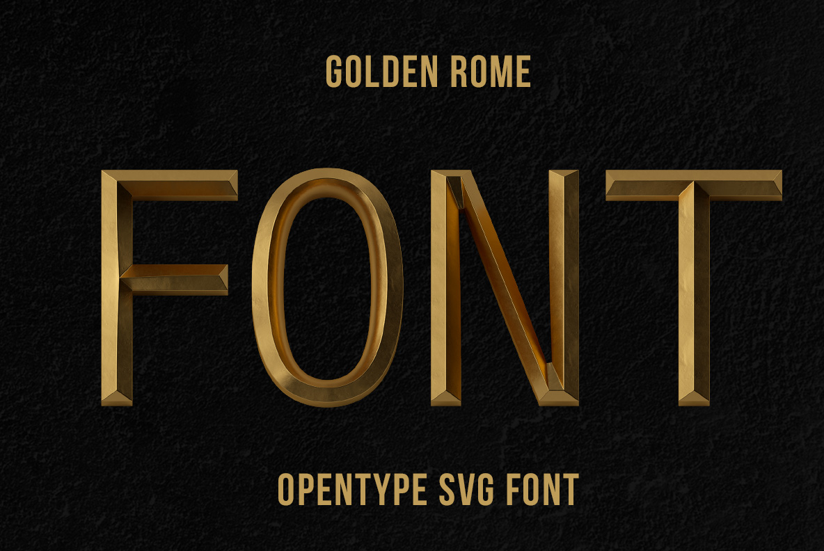 Golden Rome Font – Classical Gold Typeface Golden Rome Font with clean monumental metallic letters inspired by classical Roman forms