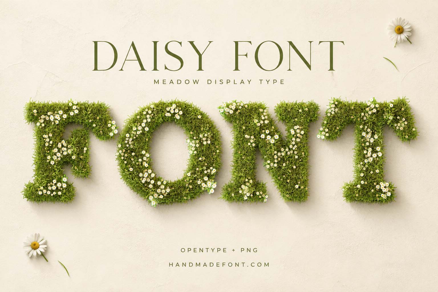 Daisy Font – grass and flower typography for spring branding