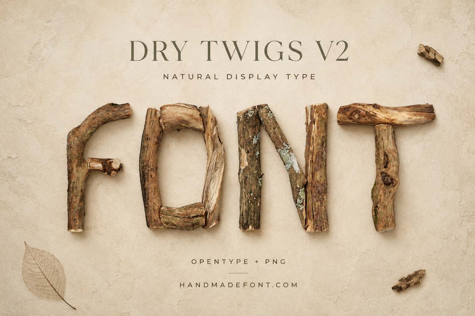 Dry Twigs V2 Font – rustic branch lettering for woodland branding