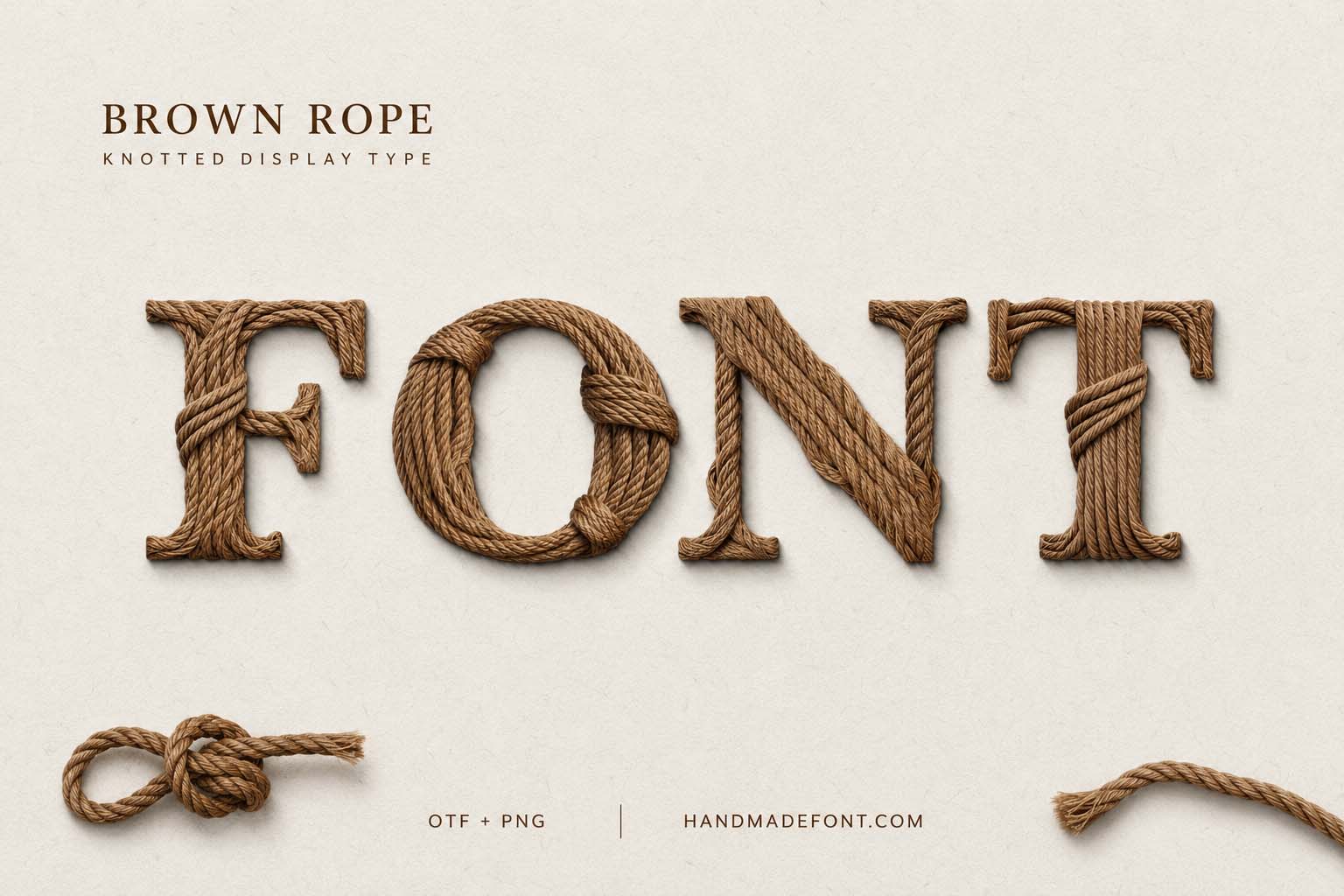 Brown Rope Font – knotted natural lettering for nautical branding