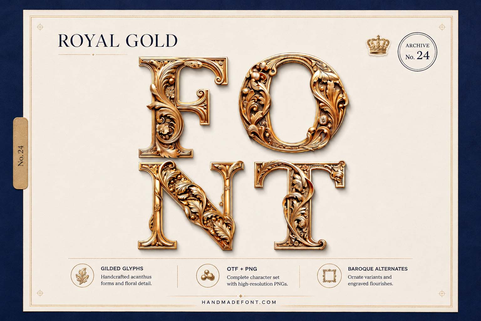 Royal Gold Font – ornate metallic lettering for luxury design
