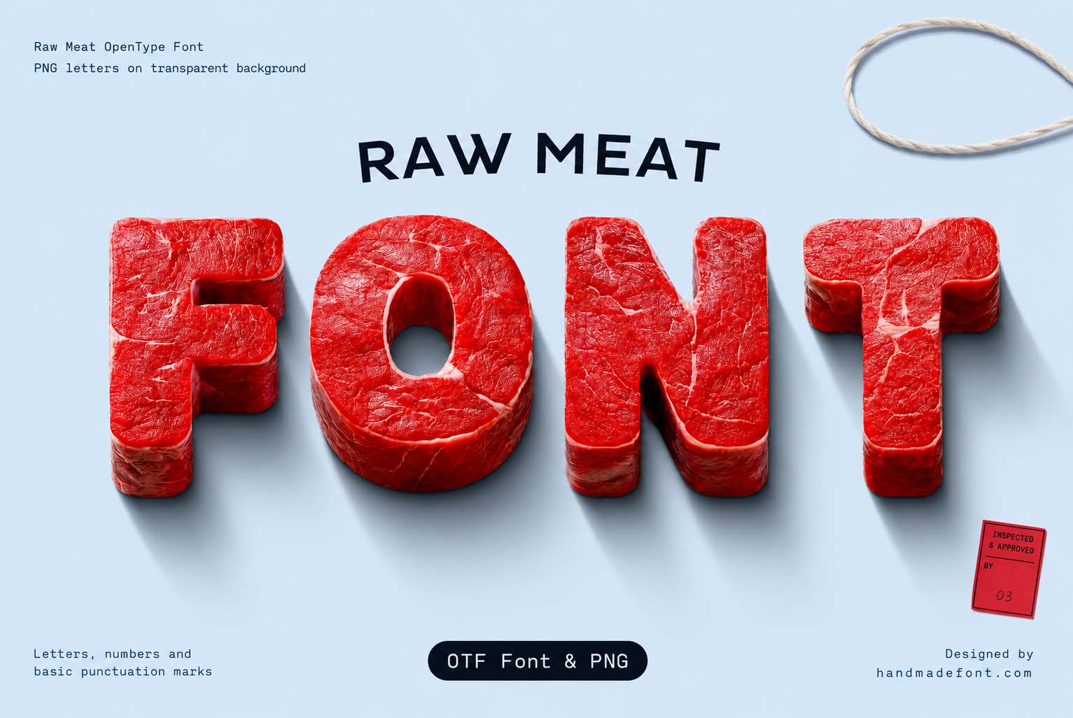 Raw Meat Font – realistic steak lettering for butcher and restaurant branding