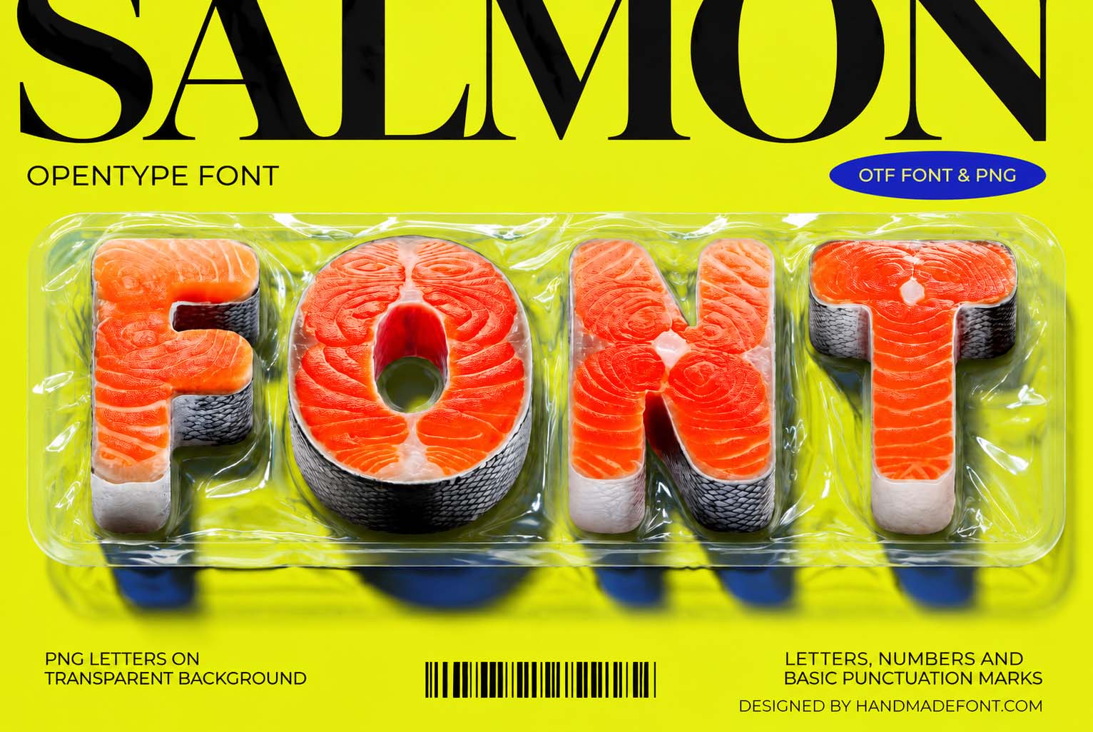 Salmon Font – fresh fish lettering for seafood packaging and restaurant design