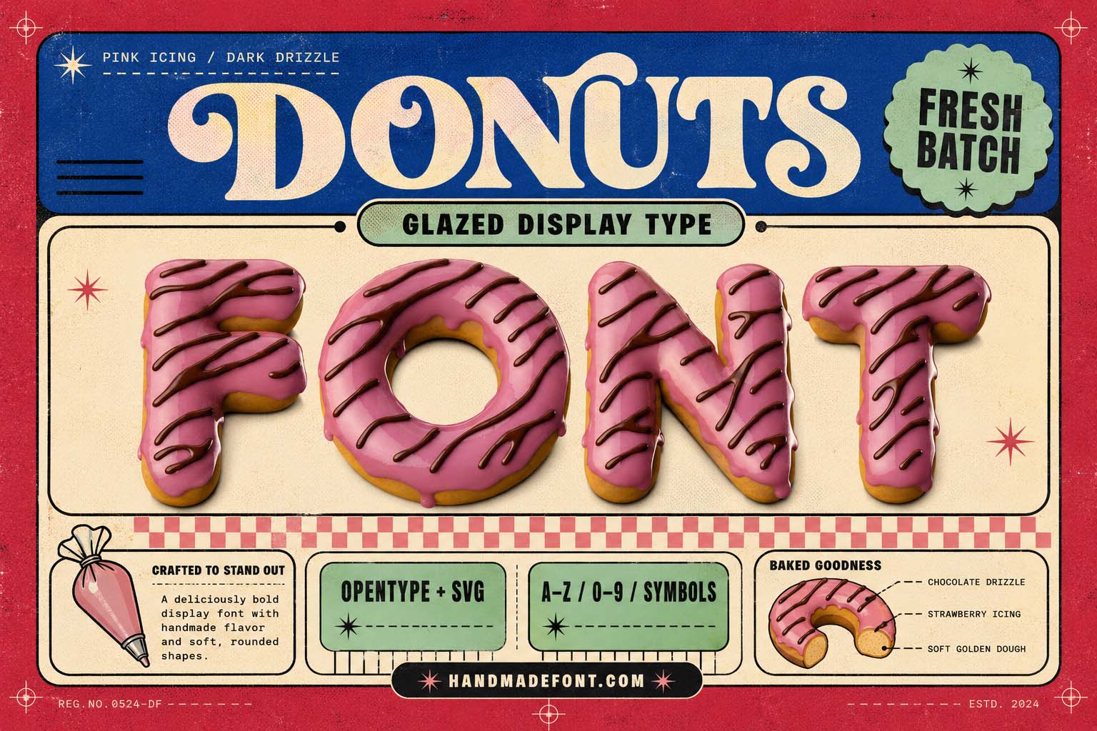 Glazed Pink Donut Font – sweet bakery lettering with pink icing