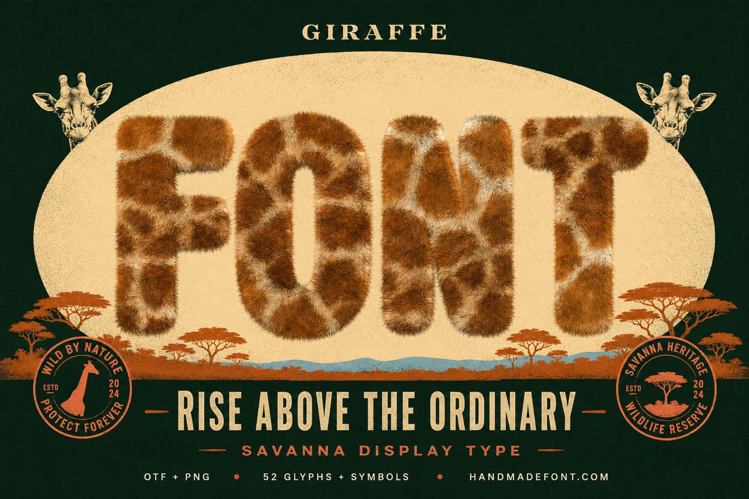 Giraffe Font – animal pattern typography for safari-inspired branding