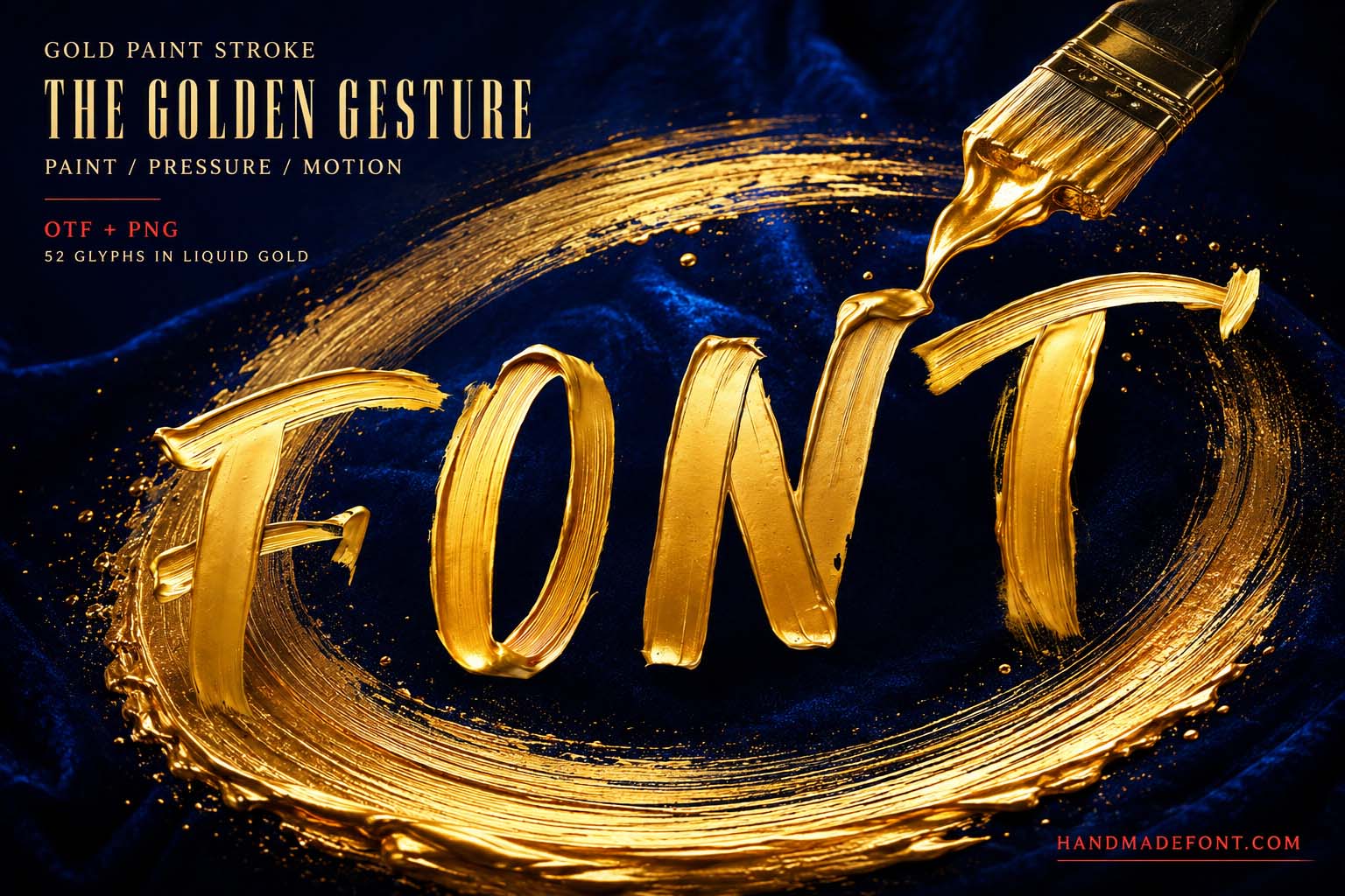 Gold Paint Stroke Font – metallic brush lettering for premium branding