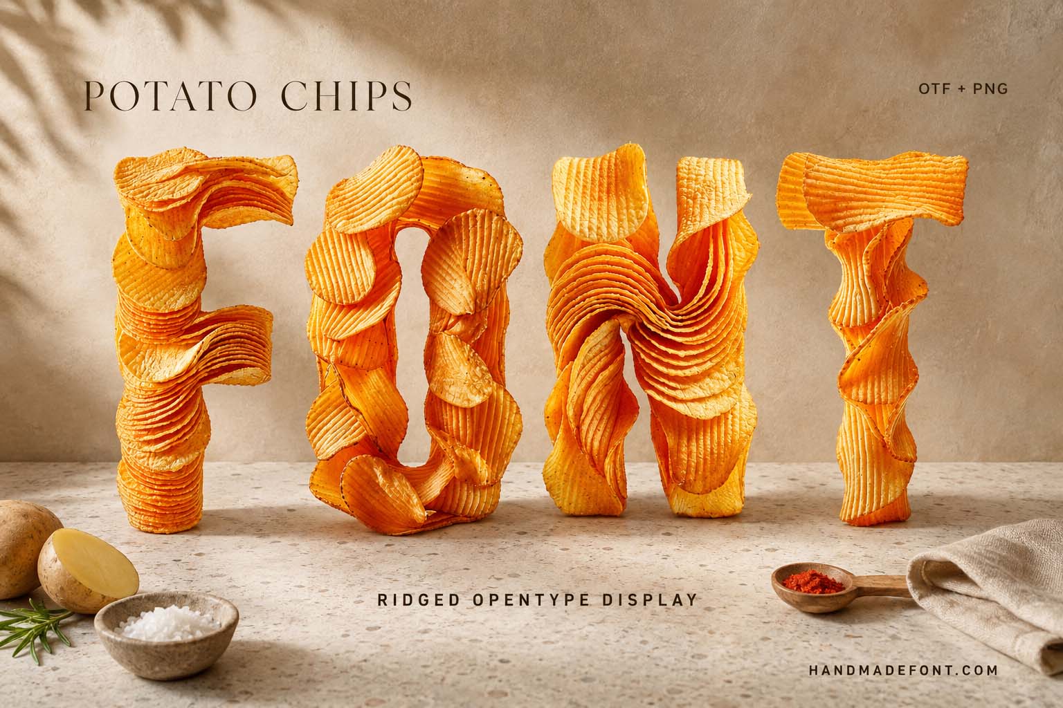 Potato Chips Font – crunchy snack lettering for food packaging