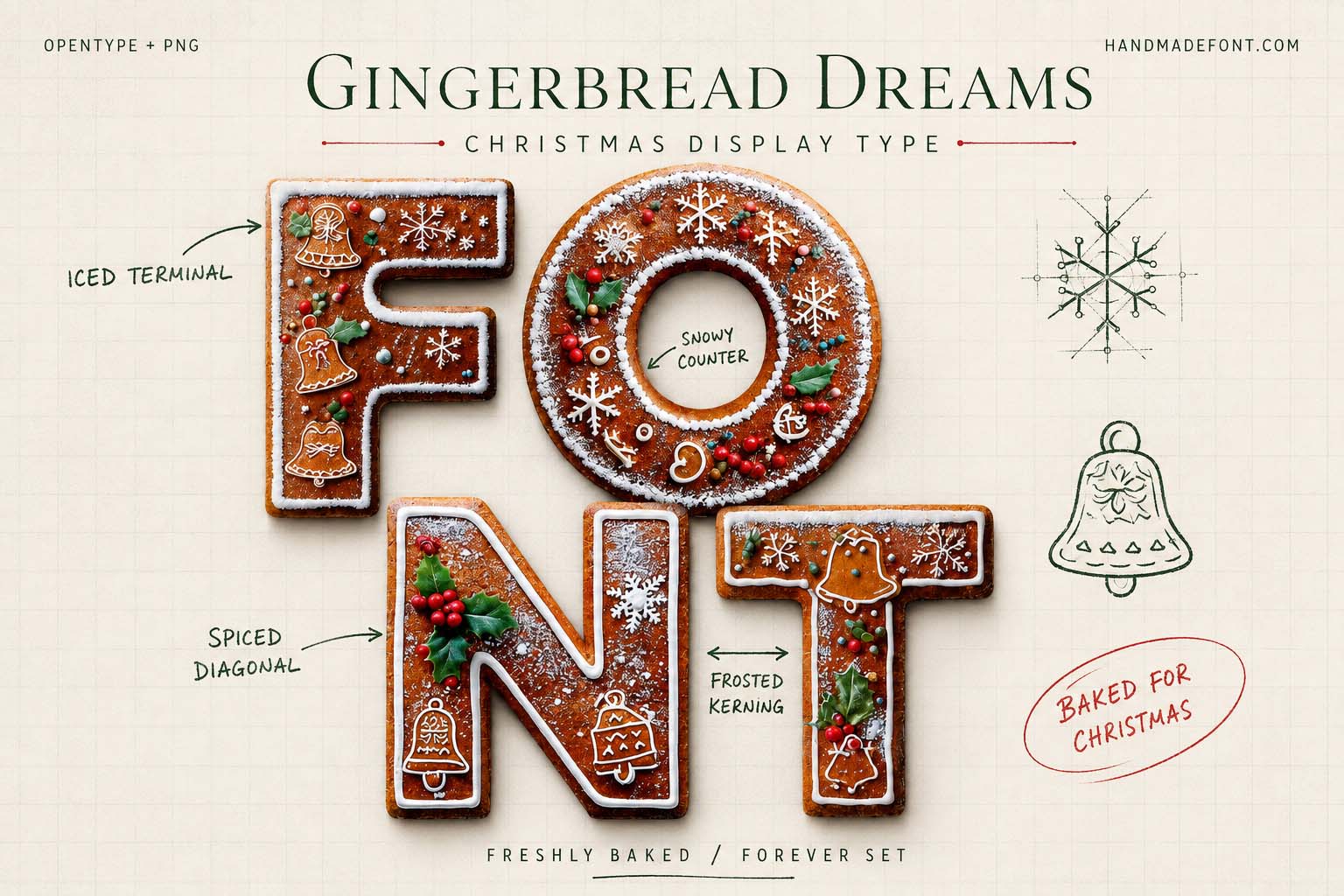 Gingerbread Dreams Font – decorated Christmas cookie typography