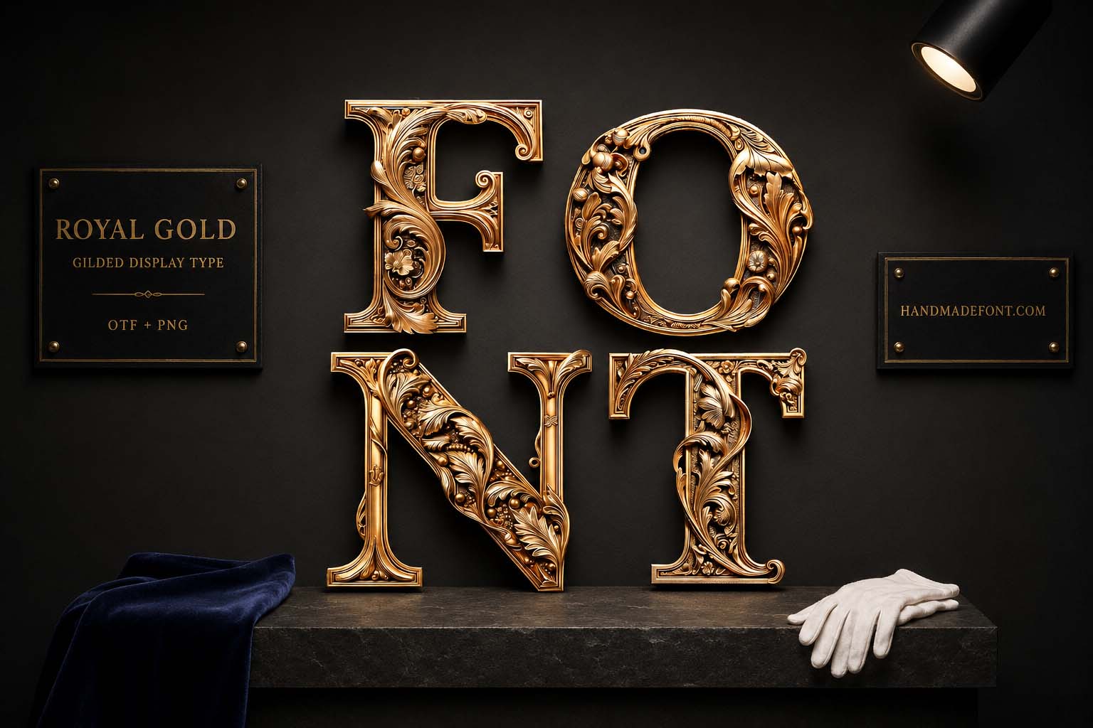 Royal Gold Font – ornate metallic lettering for luxury design