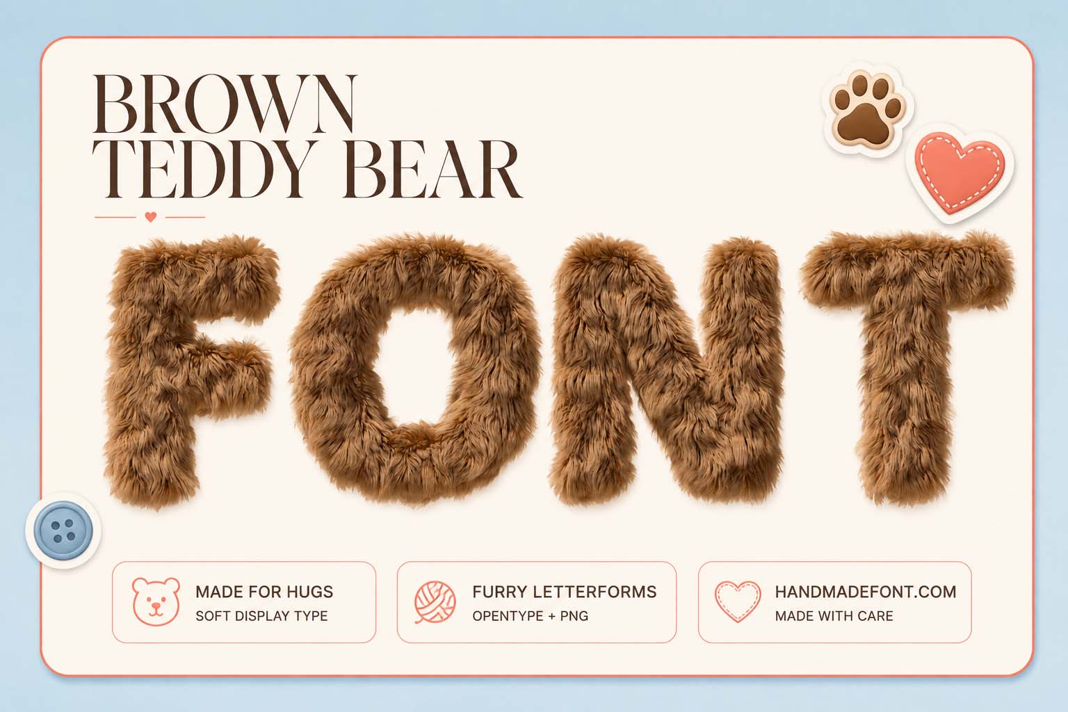 Brown Teddy Bear Font – soft furry typography for children’s design