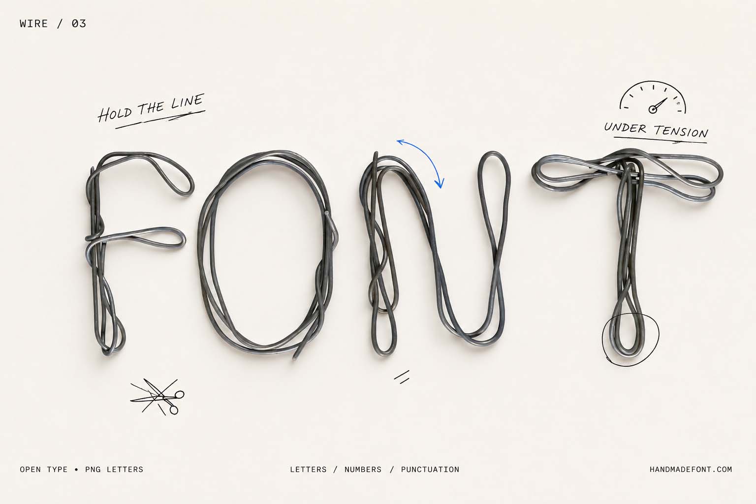 Wire Font – looped metal lettering for engineering and industrial design