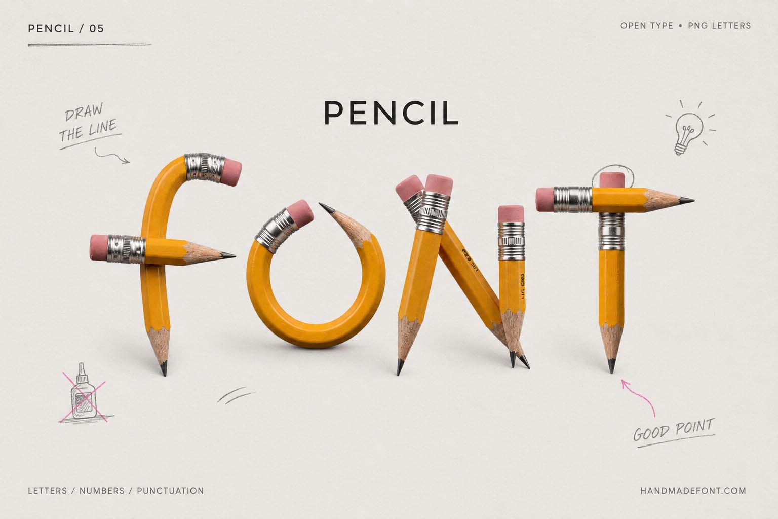 Pencil Font – playful stationery lettering for school and education design