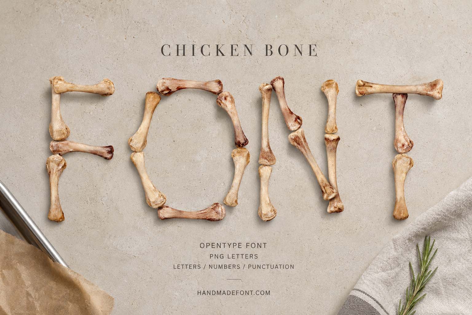 Chicken Bones Font – quirky bone lettering for food and Halloween design