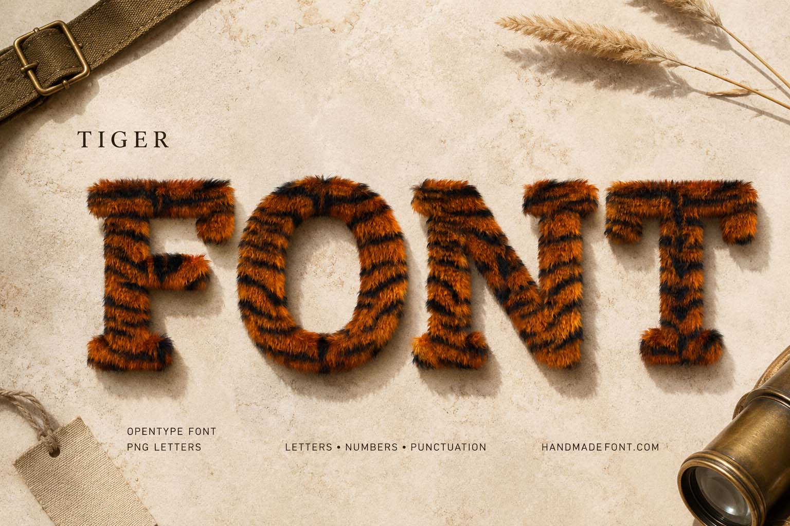 Tiger Font – striped animal fur typography for wild creative branding
