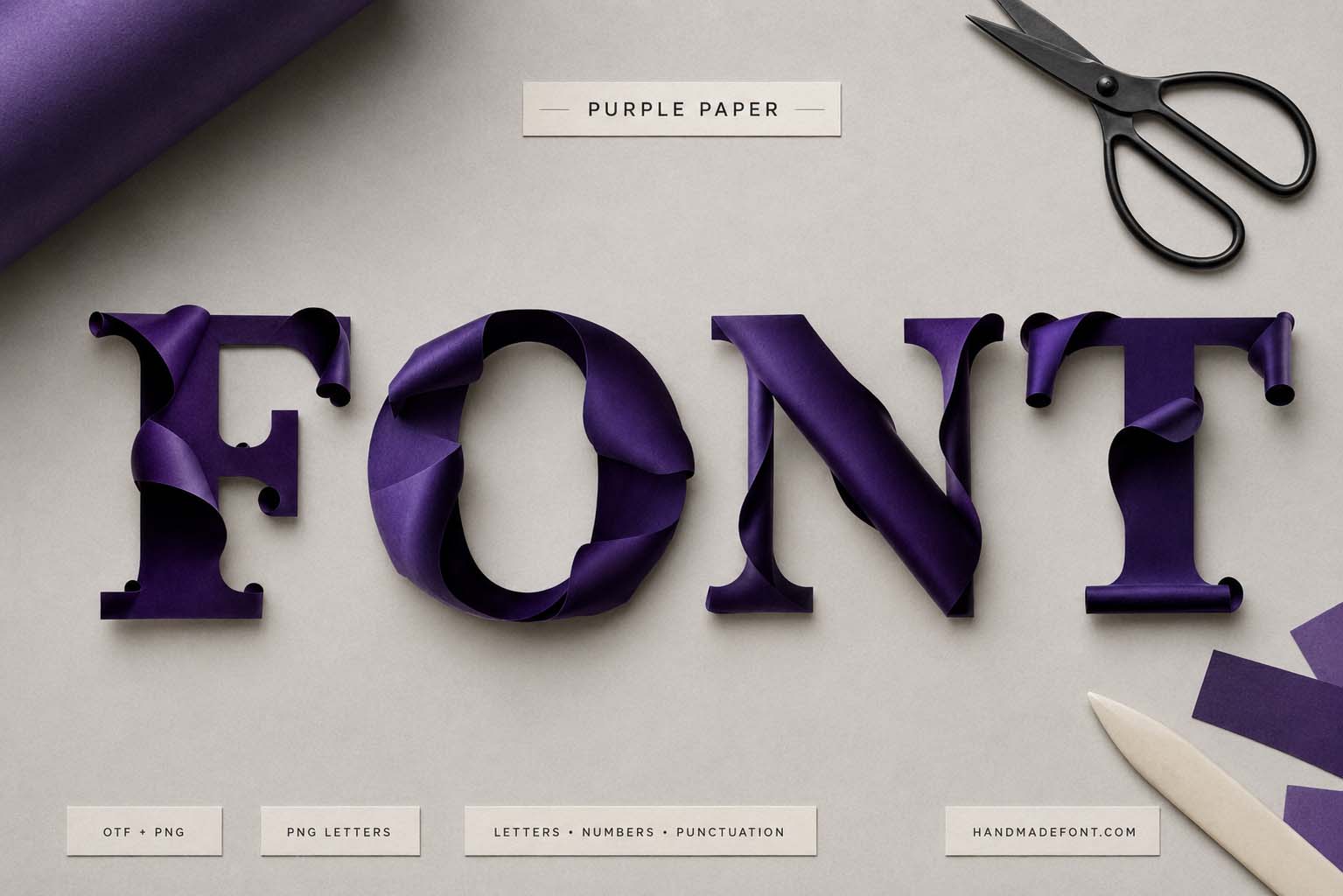 Purple Paper Font – folded violet lettering for fashion and editorial design
