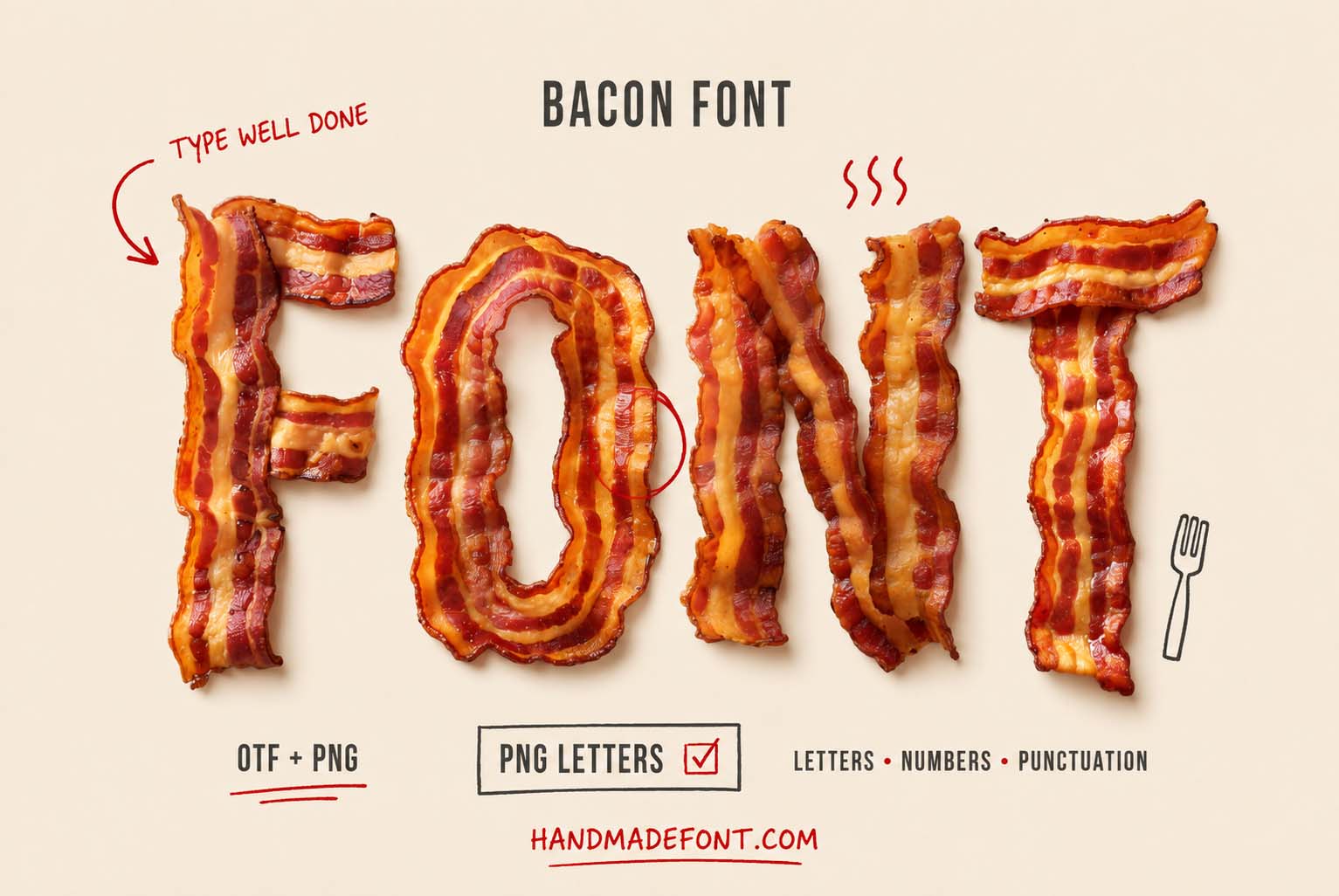 Bacon Font – crispy breakfast lettering for food and diner branding