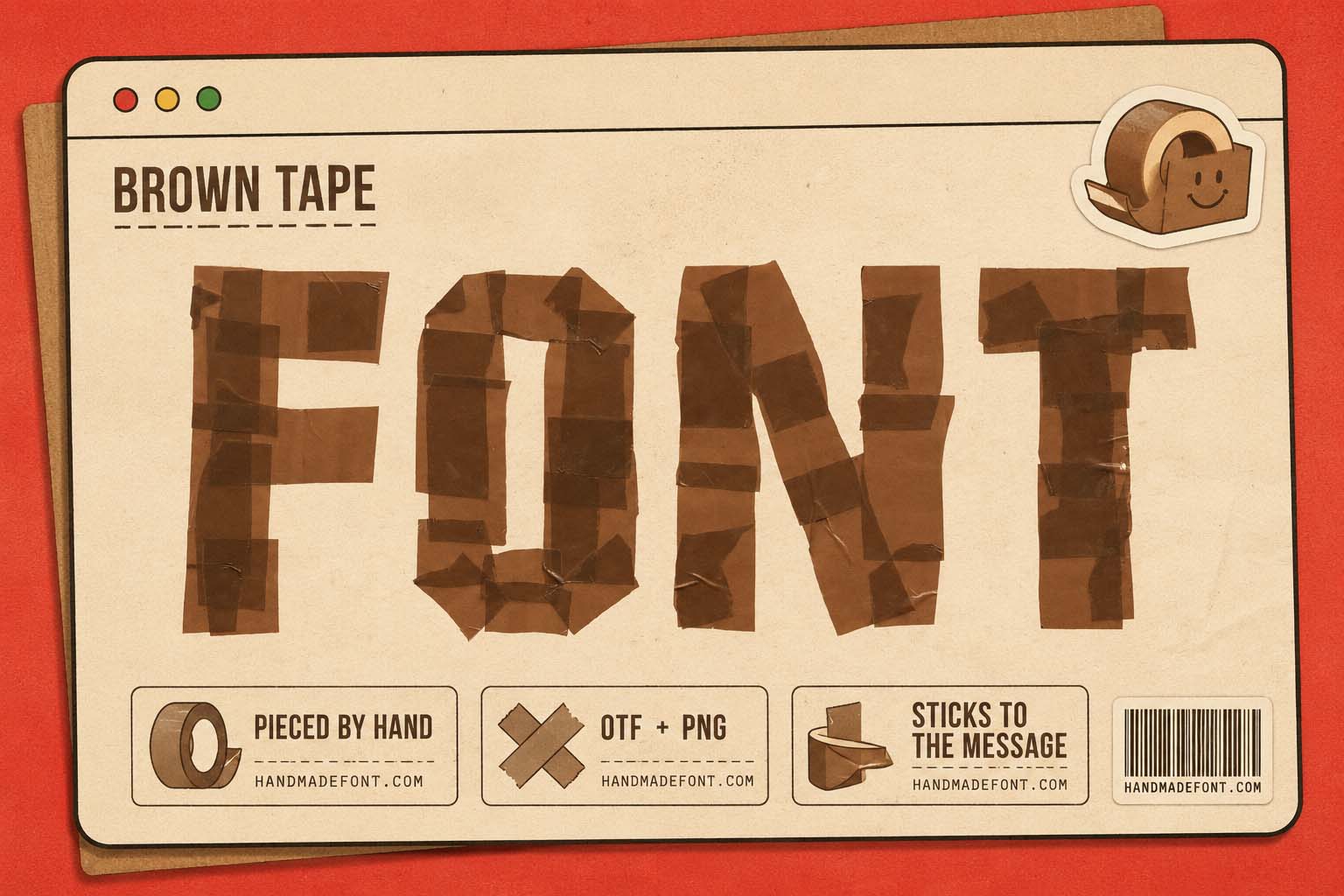 Brown Tape Font handmade packaging typography preview
