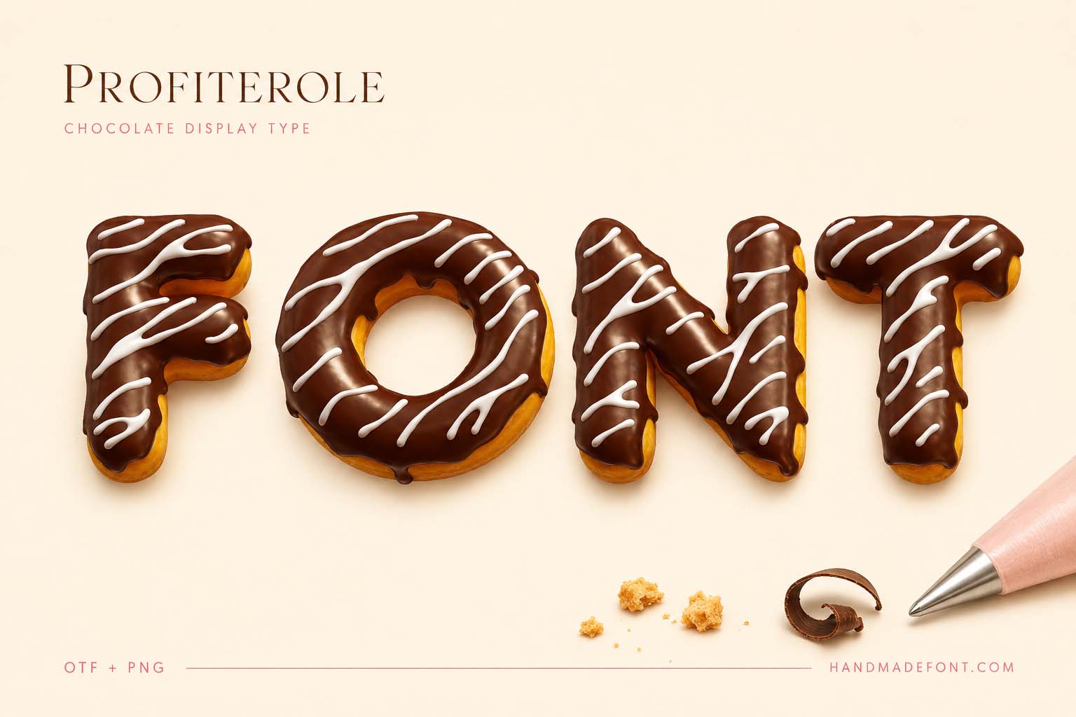 Profiterole Font chocolate dessert typography preview