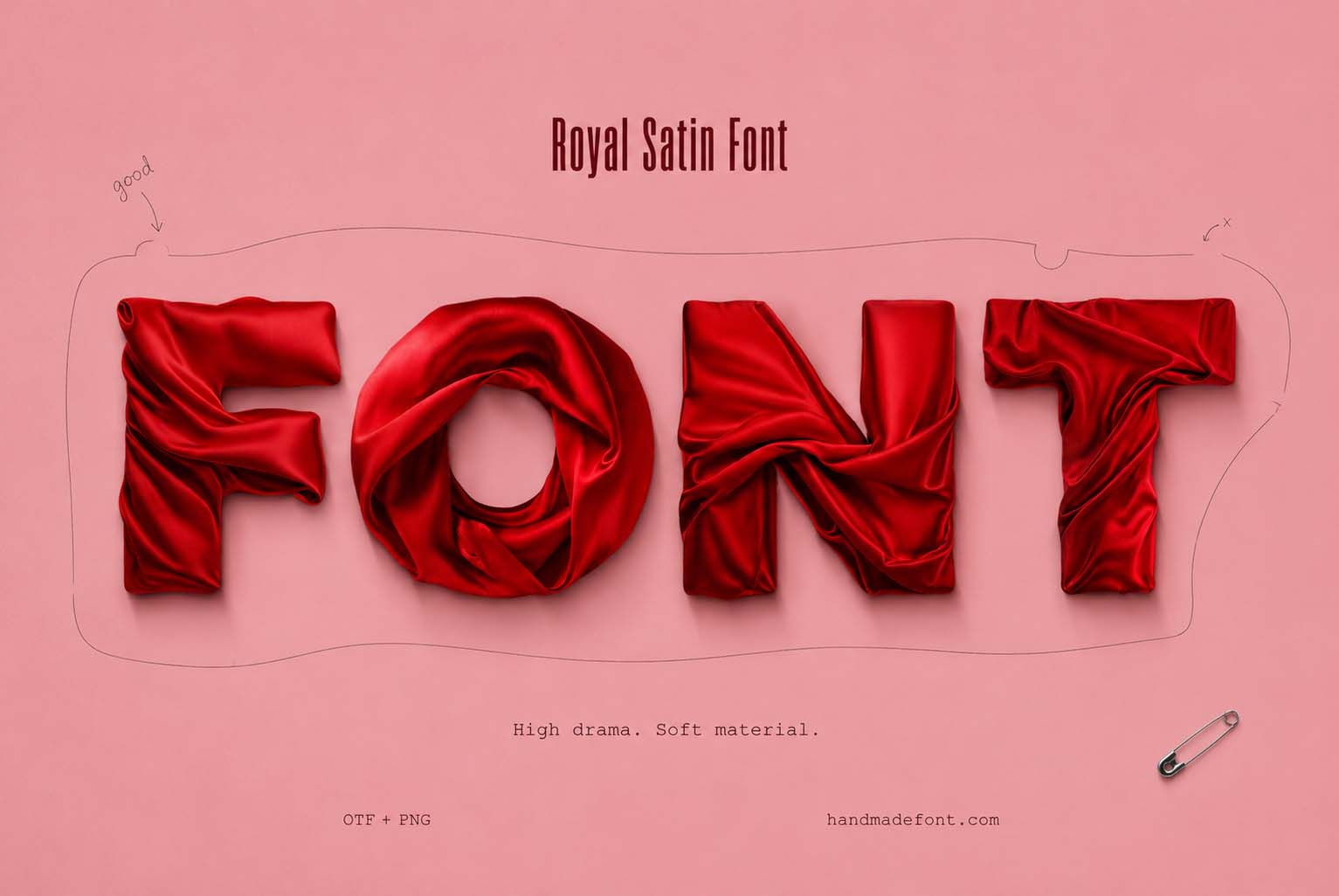 Royal Satin Font elegant red fabric typography preview