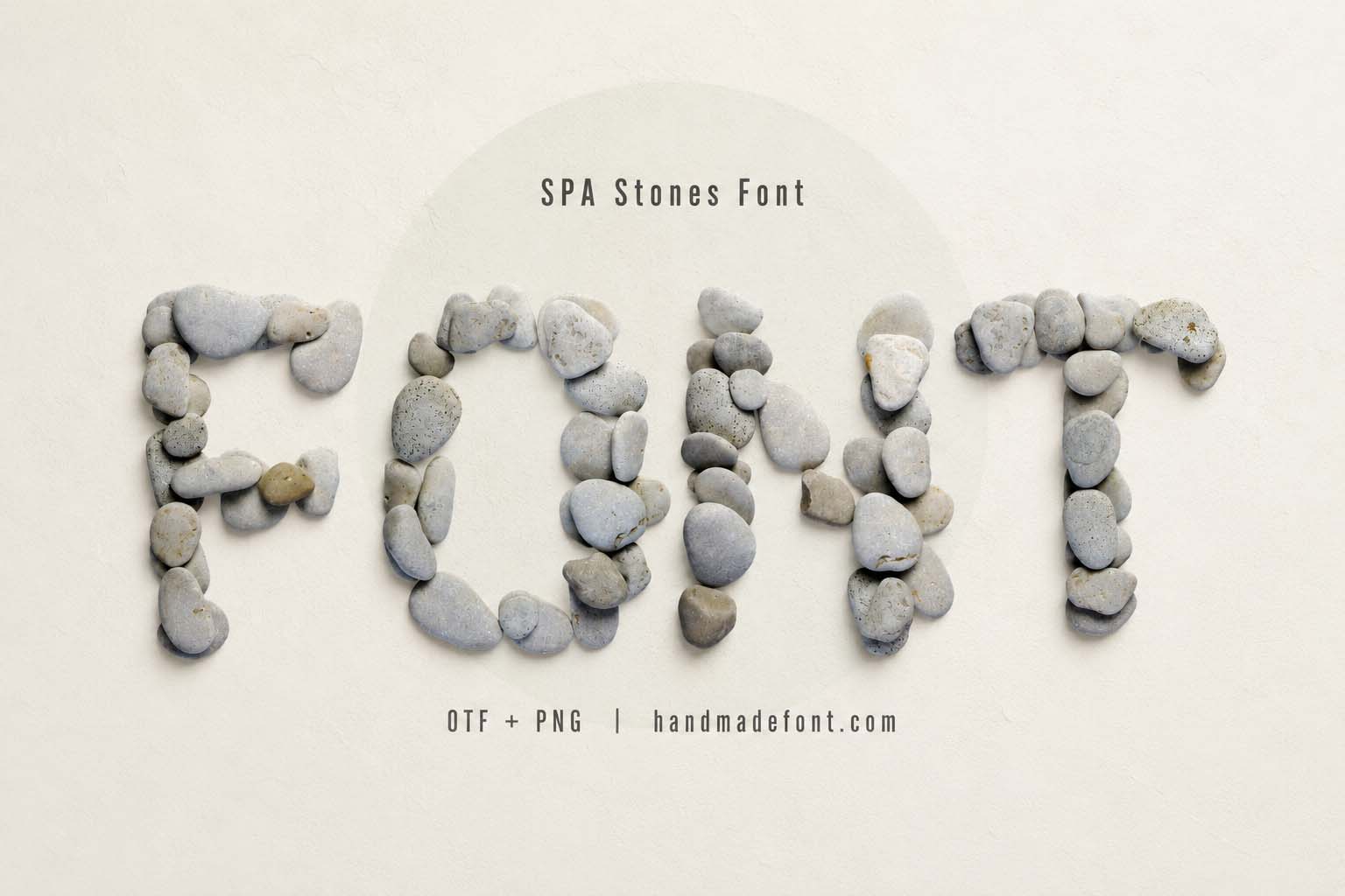 SPA Stones Font white pebble typography preview