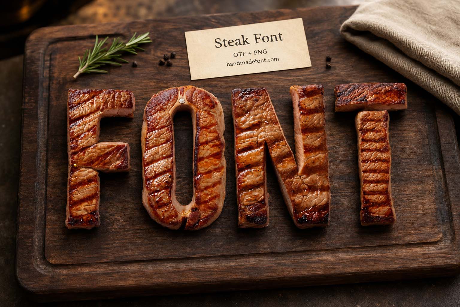 Steak Font grilled meat food typography preview