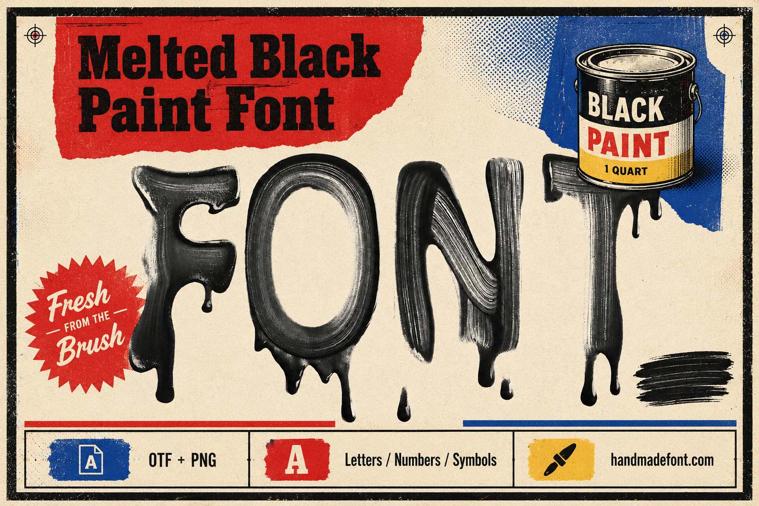 Melted Black Paint Font dripping brush typography preview