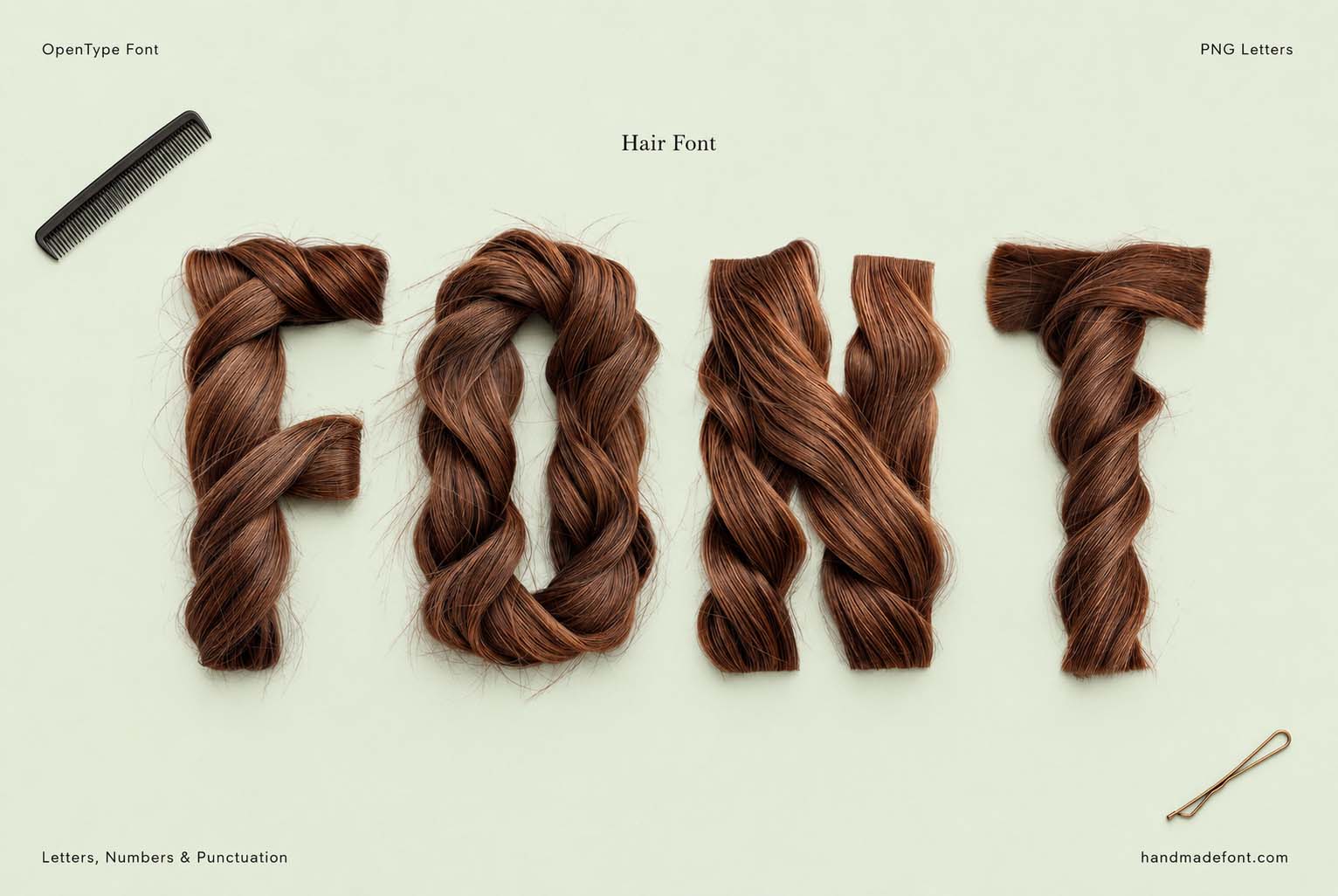 Hair Font sculpted brown hair typography preview