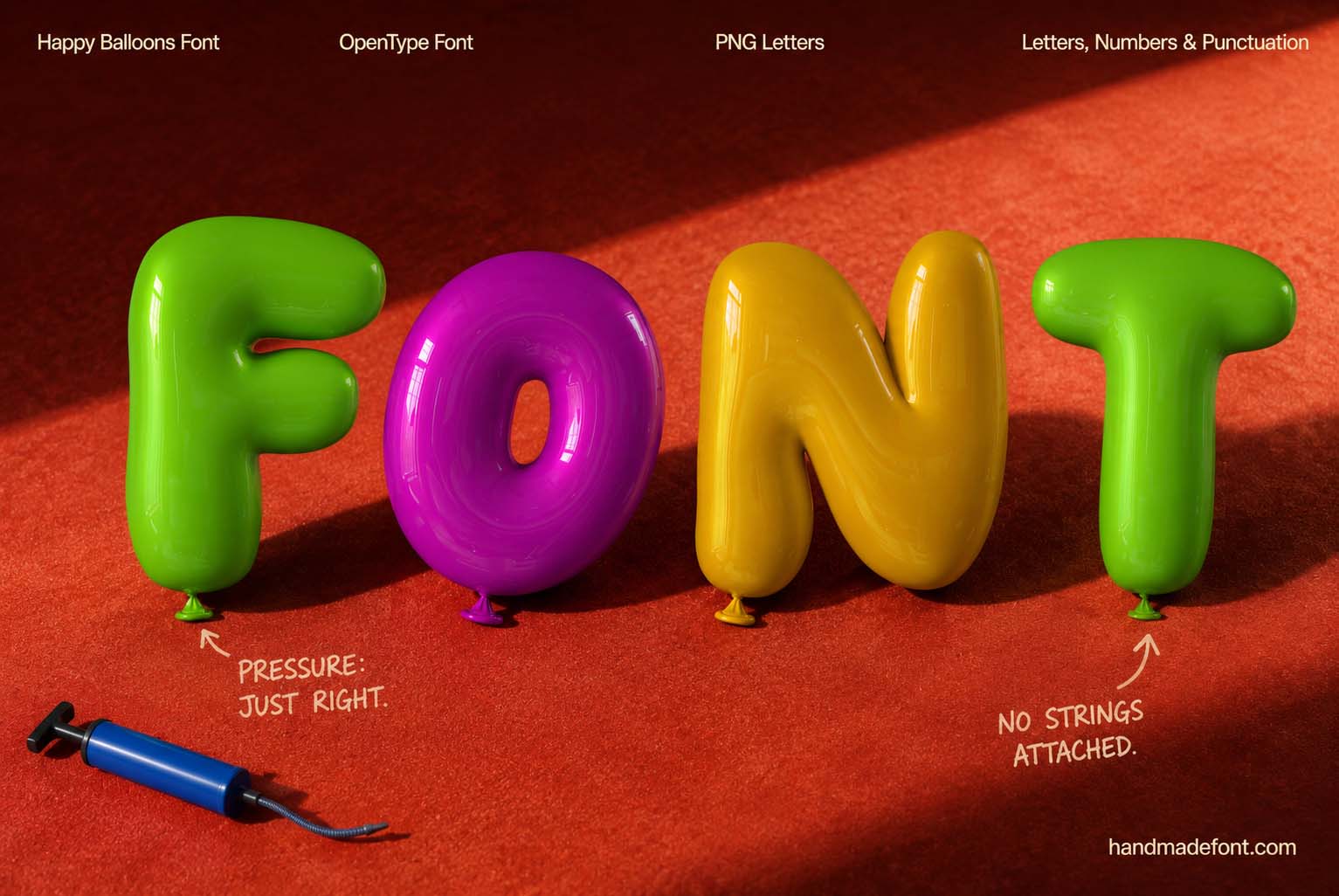 Happy Balloons Font colorful inflated 3D typography preview