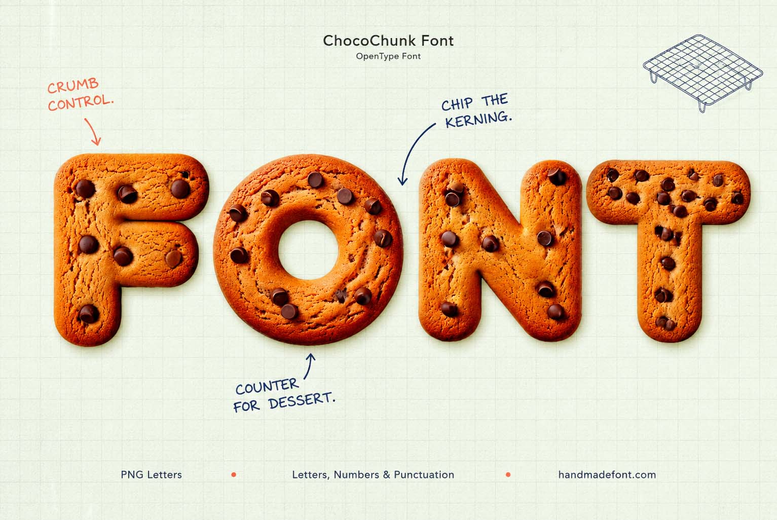 ChocoChunk Font chocolate chip cookie typography preview