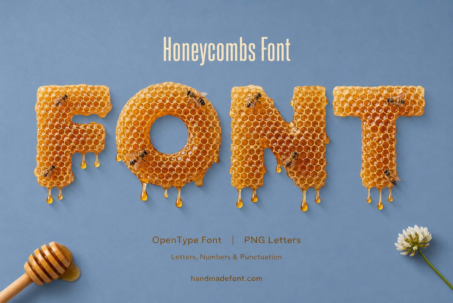 Honeycombs Font golden honey and beeswax typography preview