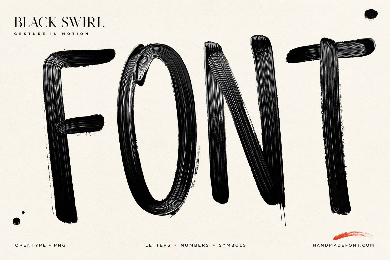 Black Swirl Font with fluid hand-painted black lettering