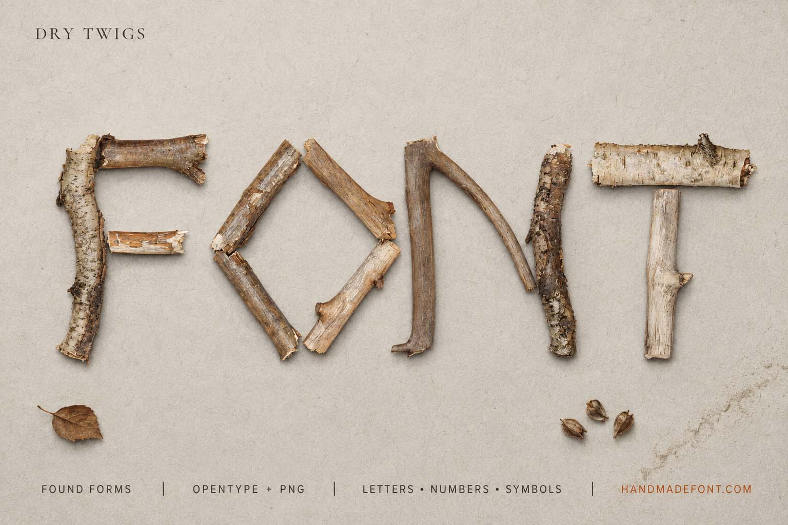 Dry Twigs Font with rustic branch-built alphabet characters