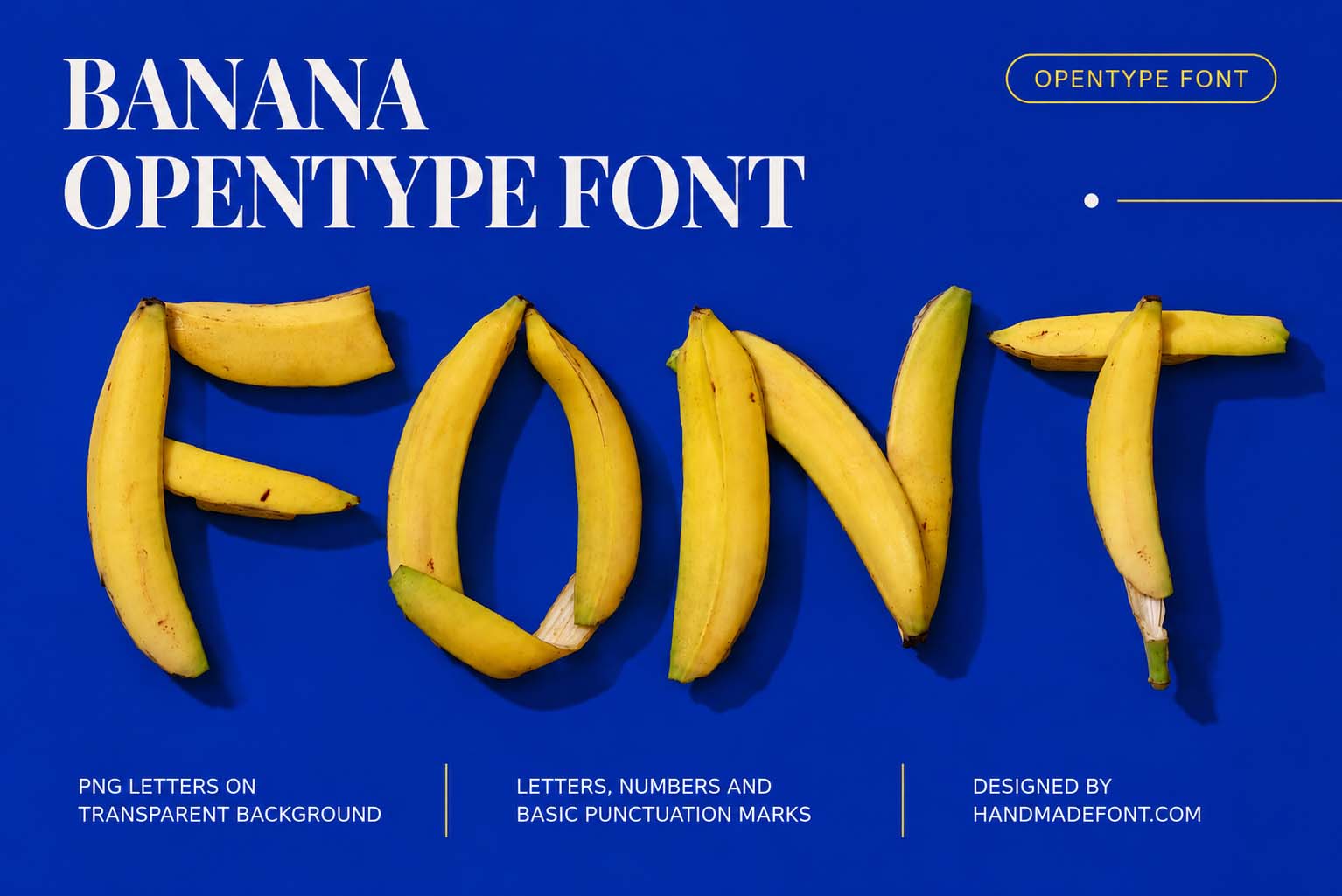 Banana Font with tropical fruit-shaped letters in a playful design composition