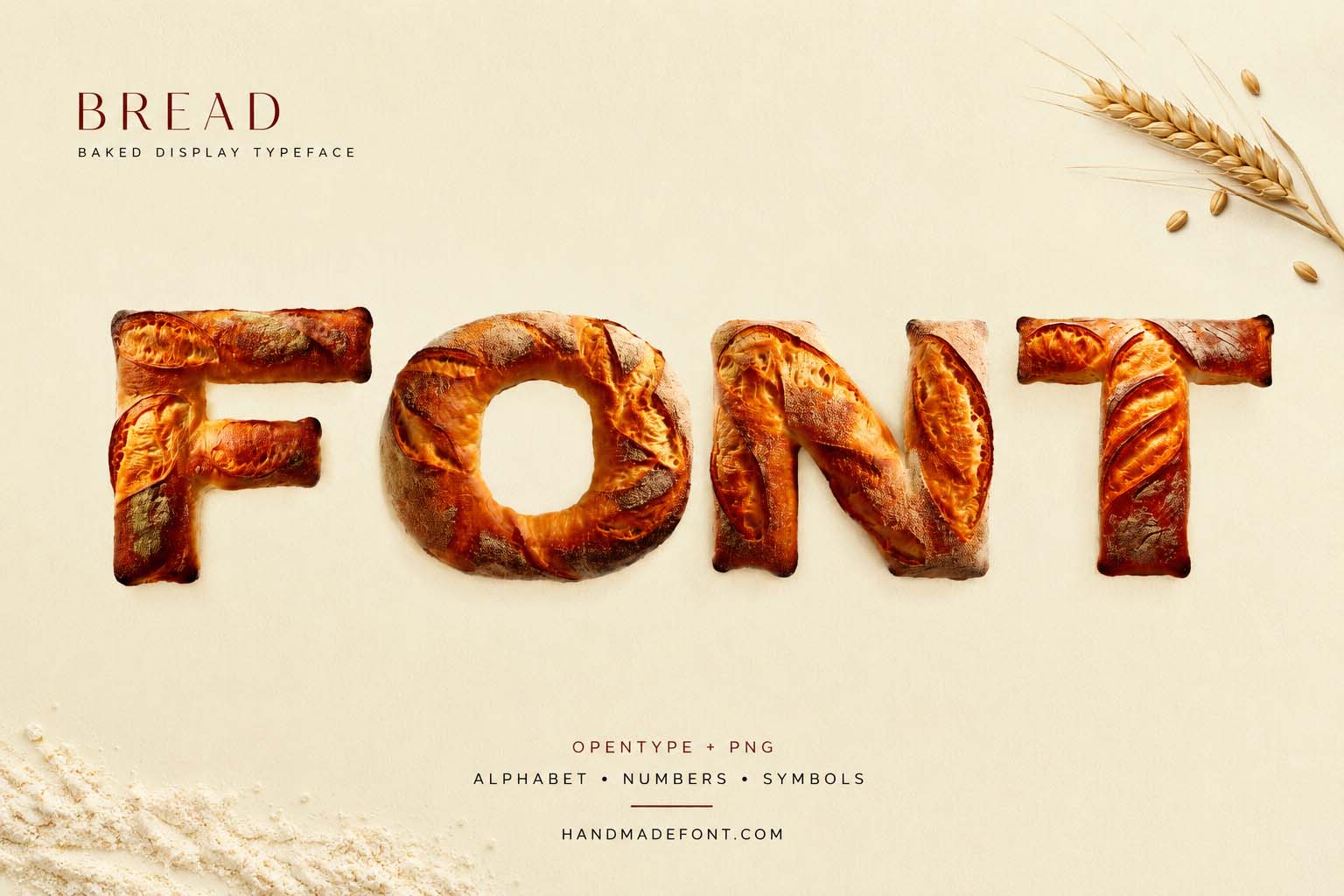 Bold Bread Font shown in an additional fresh-baked bakery typography design