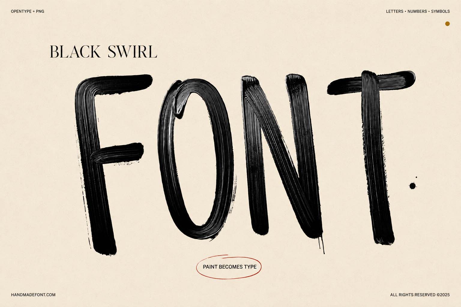 Black Swirl Font in a second expressive hand-painted typography layout
