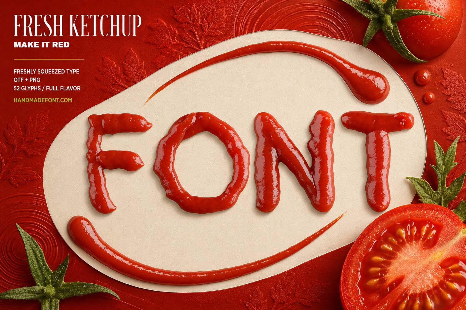 Fresh Ketchup Font shown in another red sauce lettering composition