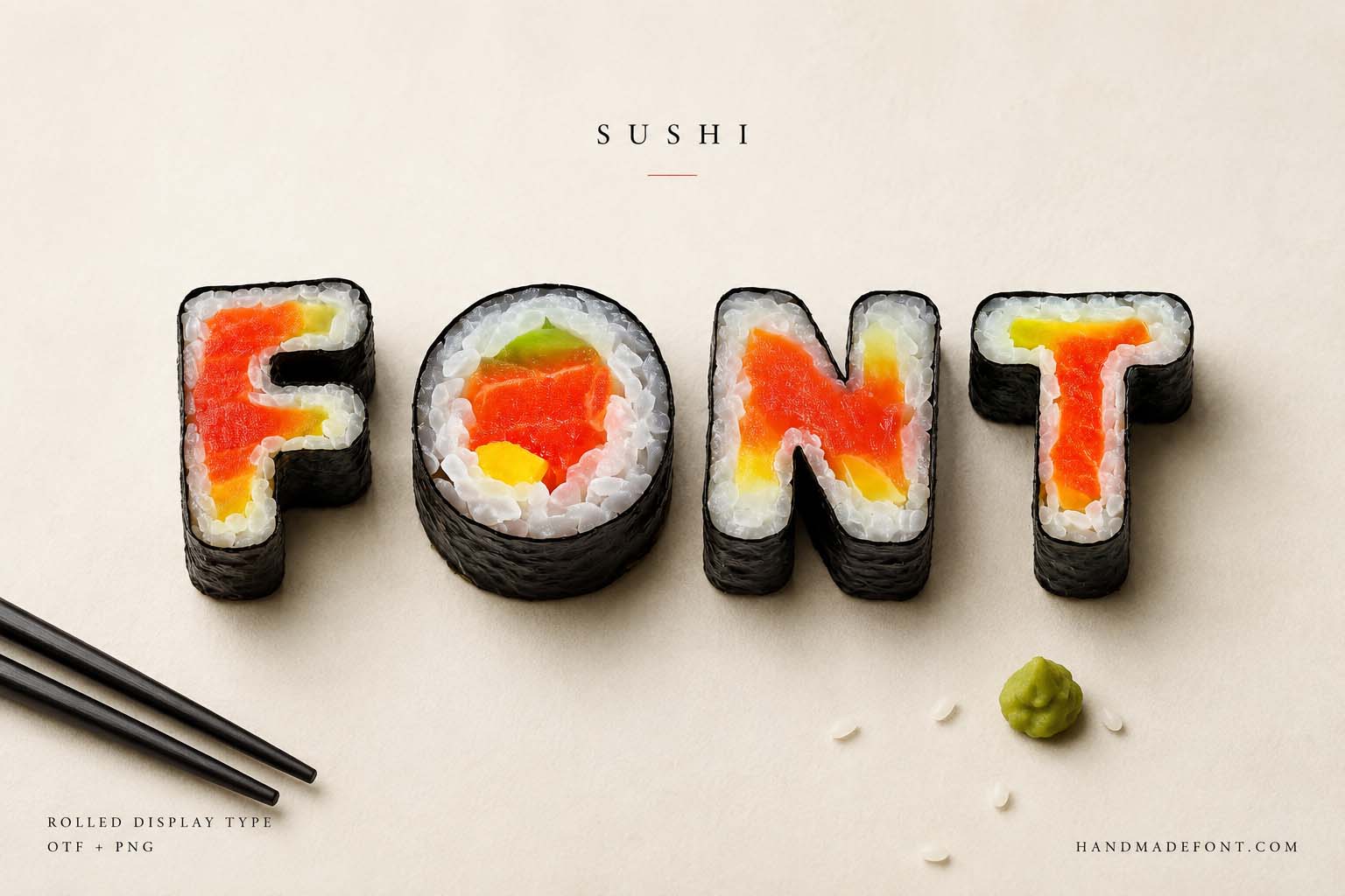 Sushi Font – playful Japanese food lettering for restaurant branding