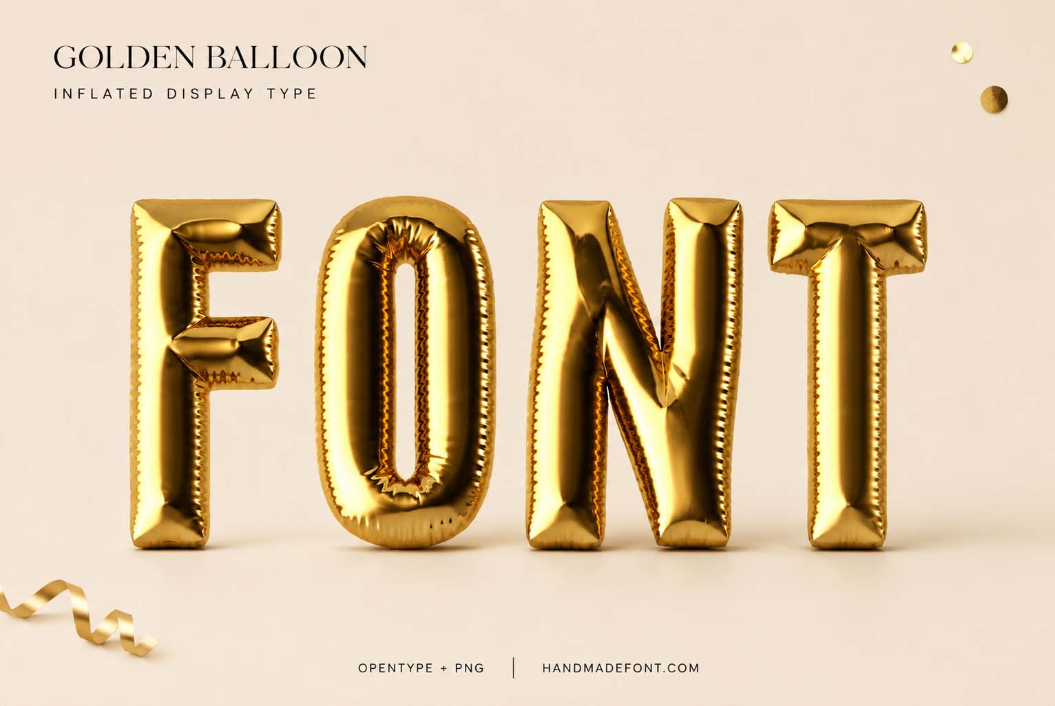 Golden Balloon Font – shiny inflatable letters for party graphics