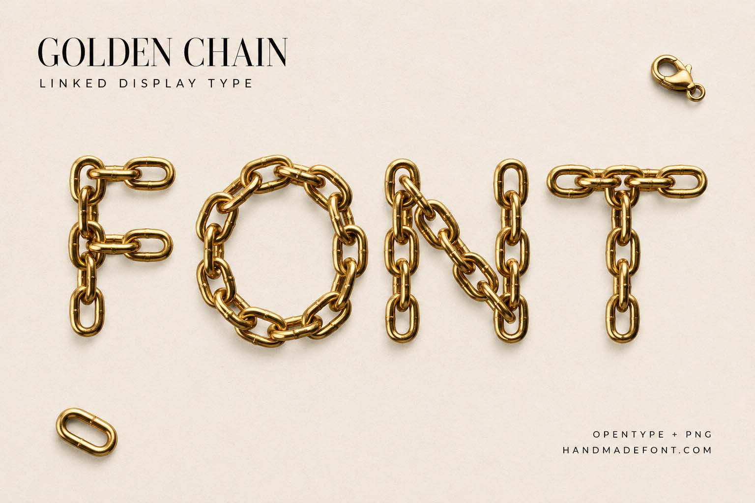 Golden Chain Font – linked gold typography for luxury branding