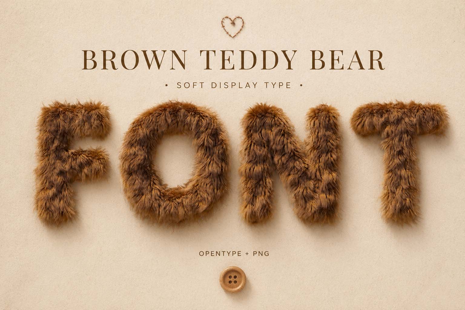 Brown Teddy Bear Font – soft furry typography for children's design