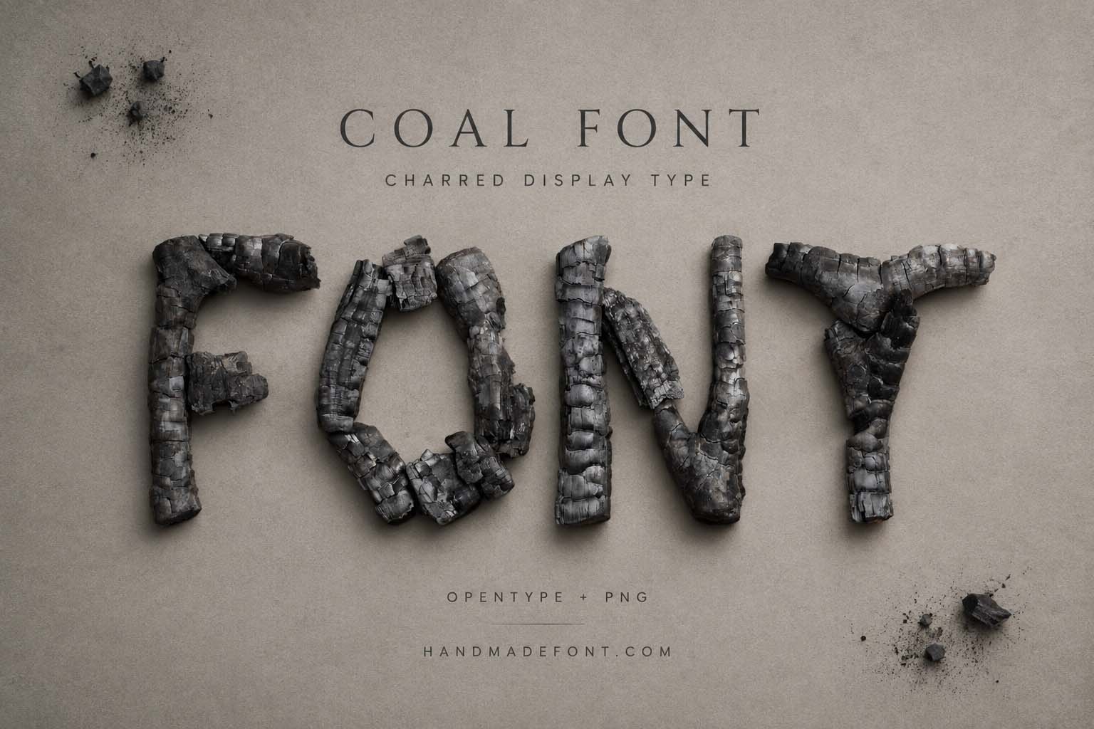 Coal Font – charred black lettering for rustic and industrial design