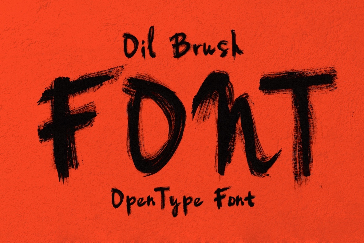 Oil Brush Font with thick textured painted letters