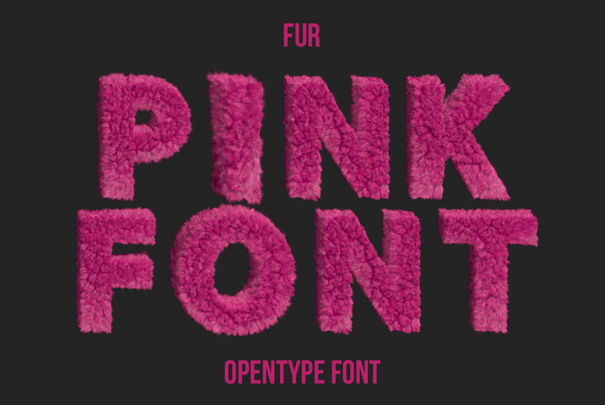 Pink Fur Font featuring soft pink furry lettering