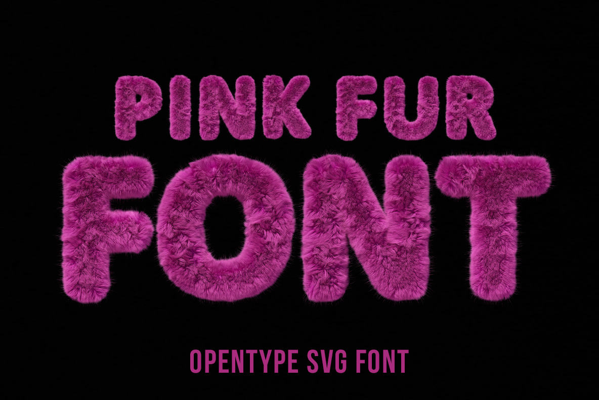 Pink Fur Passion Font with bright pink fluffy letters