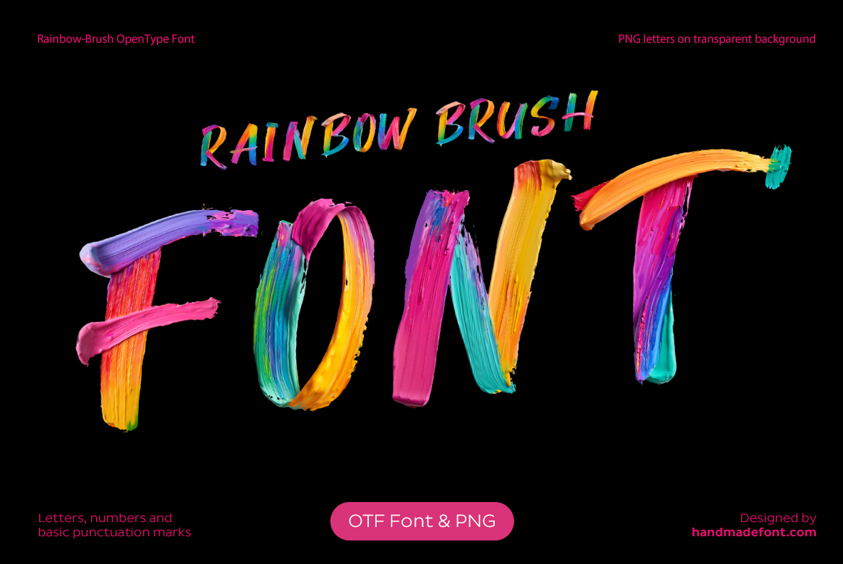 Rainbow Brush Font with colorful layered brush stroke letters