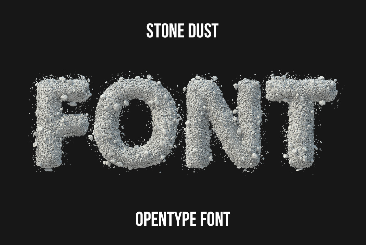 Stone Dust Font with rough fragmented stone letters covered in dusty mineral texture
