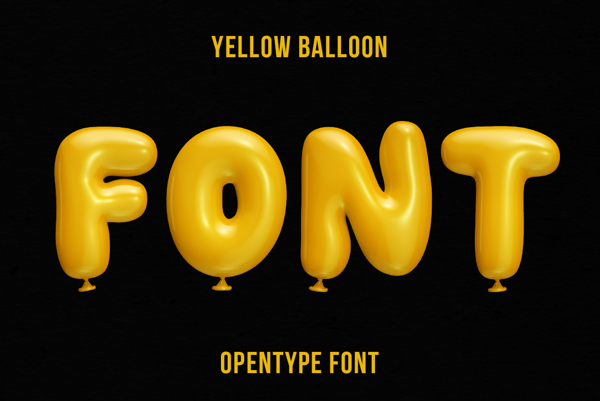 Yellow Balloon Font with bright yellow three-dimensional balloon letters