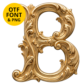 Letter B. Golden Rococo Alphabet